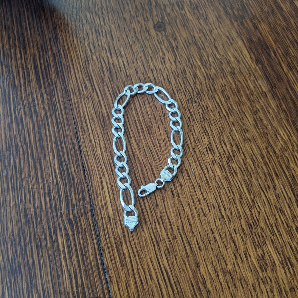 Men's 925 Silver figaro link bracelet made in Italy